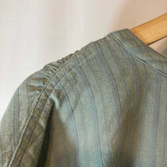 Sonoma Light Teal Green Blue Button Front V-Neck Short Dolman Sleeve Mini Dress - Picture 9 of 11